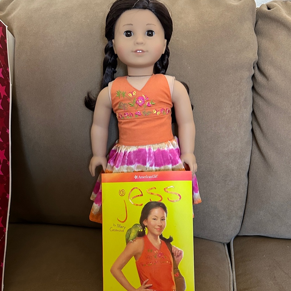 American Girl Jess Doll in Orange and Pink Ensemble